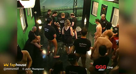 Vivian Sucks Cock in Ggg Live Gangbang and Takes Facial Cumshots