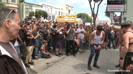 Cock Hungry Whore Cattle Prodded and Fucked at Dore Alley Street Fair