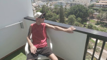 Stroking My Big Dick Outside on the Balcony Moaning for My Baby Girl to Suck Me