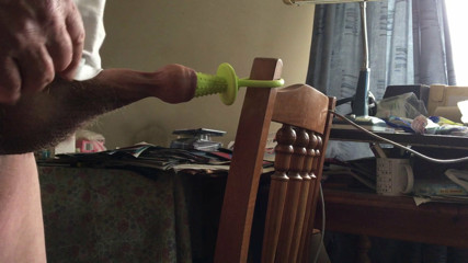 Long foreskin + rubber toy + chair back - part 1