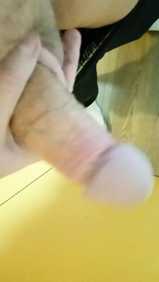 Spitting on my big and hot cock to tease my tranny girlfriend