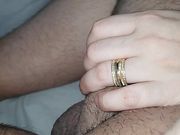 Slutty step mom handjob step son dick in bed