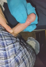 Sexy Blue Ankle Sock Handjob Sockjob