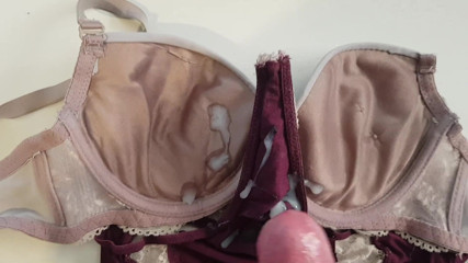 4 Cumshots on sexy underwear BH Thong boots by horny Userin