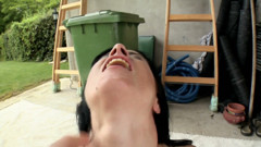 Backyard Hardcore Pounding with Dark-Haired Vixen