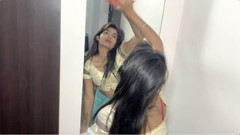 The landlord came in front of the maid and took off all the clothes