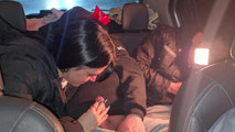 A double blowjob in my friend's car DIRTY MORBID GIRLS
