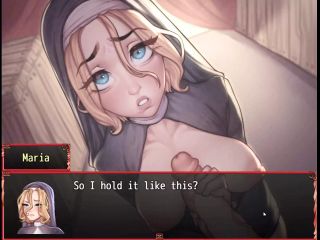 Harem In Another World Harem Hentai Game Ep.9 teaching a nun how to give a blowjob !