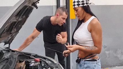 Mechanic Mariana Martix fixes Duncan Saint's car and loads him up with sex