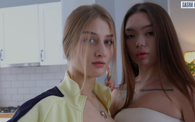 Horny Teen Eats Creampie From Her Asian Girlfriend's Juicy Pussy After Hard and Rough Sex with Sugar Daddy!