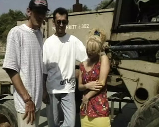 German babe just got fucked on a tractor