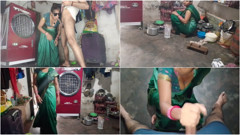 Sister-in-law in the kitchen, sister-in-law took out the water of the brother-in-law's land, showing big boobs with her hands Hindi audio.