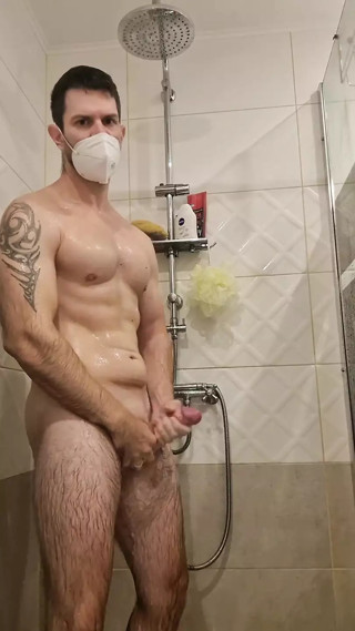Big Boy in Shower Masturbating
