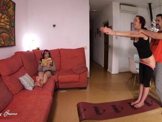 Sneakily Fucking My Yoga Trainer In Front Of My Stepsister