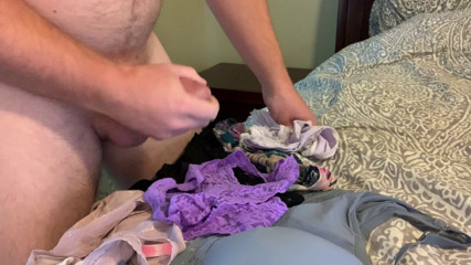 Cum all over a bra and panties