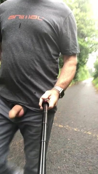first outdoors walk using selfie stick