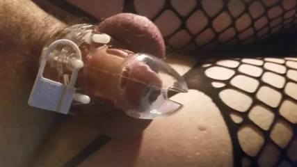 cum in chastity big plug in my ass
