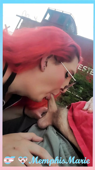 Shemale Deepthroats And Takes Bareback Creampie Outdoors