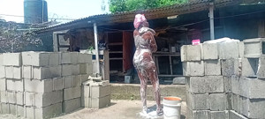 Sexy Village Girl Bath Outside the Compound