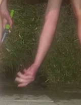 Clean Pressure Enema with Ass Lips and Pissing - Outdoor Garden Hose Anal