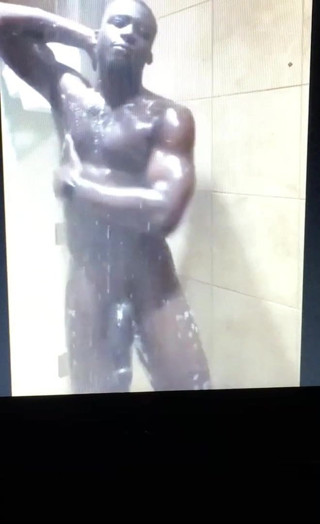 Horse hung black guy in shower massive cock
