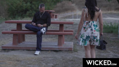 WICKED - Cute Scarlett Alexis Buttplug Park Tease & Fucks Older Stud