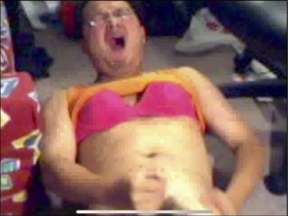 Dirty sissy crossdress slut man whore squirming crazy masturbation orgasm while wearing girlfriend's bra shirt and sweater thumbnail