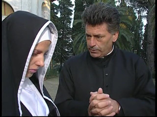 A dirty nun involved in an orgy with a shemale