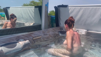 Artemisia Love Playing with Her Horny Pussy in the Outdoor Jacuzzi