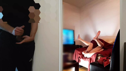 Caught my hot straight roommate secretly masturbating while I fuck my ass on gay livestream webcam