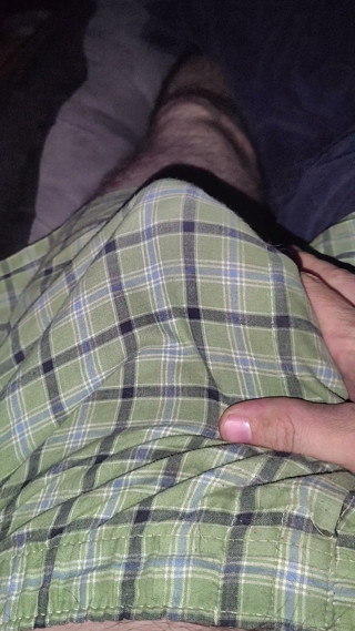Messy cum shot in green boxers