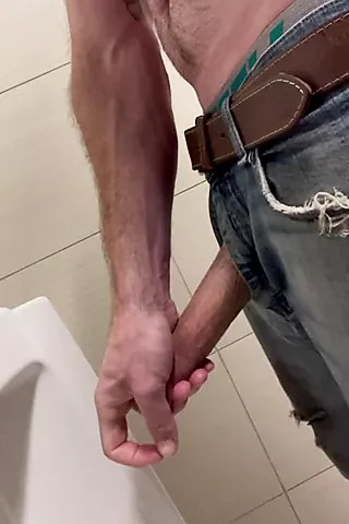 Public bathroom masturbation cum