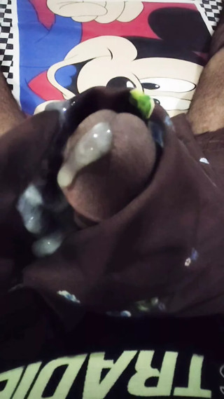 Handjob with brown satin silky print saree from neighbour (16)