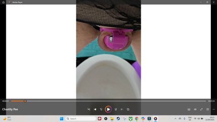 Peeing in chastity while standing up then sitting down afterwards is some chastity teasing thumbnail