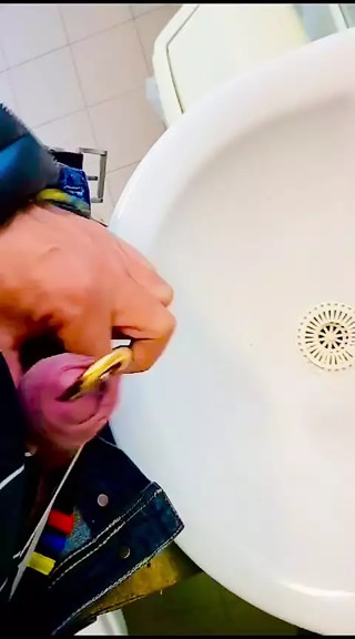 Cheeky mirror leather wank show off