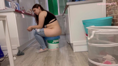 Toilet desperation in kitchen
