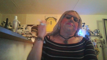 Blonde TS  whore smoking