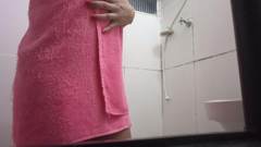 Brunette Trans Masturbating in the Shower on Valentine's Day