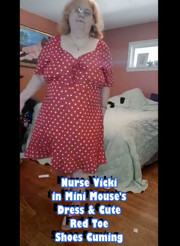 Nurse Vicki Wears Mini Mouse's Dress and Red Toe Shoes and Cums