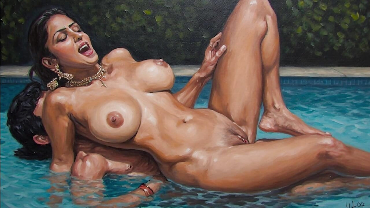 Aunty cheated on uncle and took a shower in her boyfriend pool