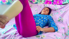 Mommy's girl's was wet and so on the pretext of foot massage, she enjoyed her stepbrother's thick in Hindi.