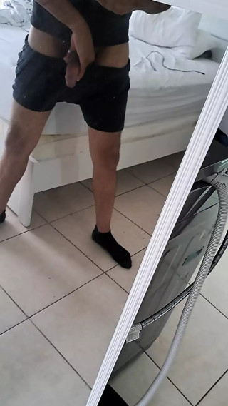 Teasing my big latin dick to the neighbors