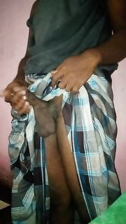 Cumshot in my dick inside lungi