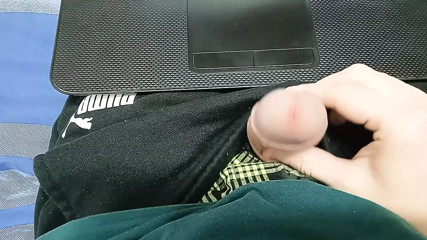 The programmer saw a whore's good ass on the screen and he pulled out his big and fat cock