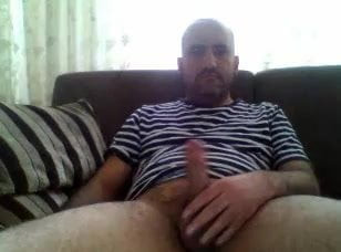 Bearded step dad shoots on cam