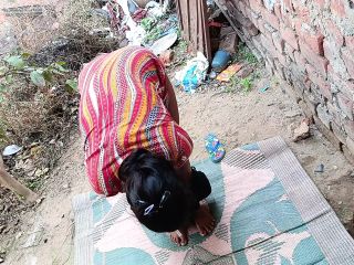 Indian Desi village hot girl called her boyfriend and fucked her in the open behind the house.