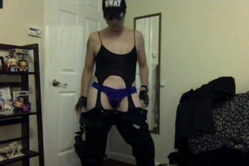Sexy Logan Cosplay SWAT Police Officer Cop Stripping Dancing