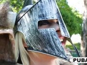 Viking Nadia plays wtih her pussy in the forest