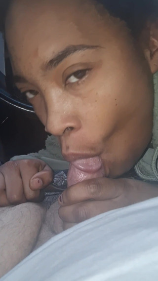 Petite Ebony Teen Blowjob in Car