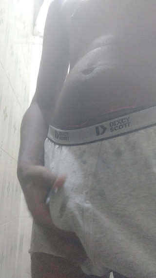 Desi black cock masturbating in bathroom spitting and rubbing young black boy